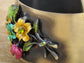 Antique Ethnic Bronze Colorful Enamel Vintage Yellow Flower Open Cuff Bangle Bracelet