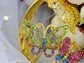 Colorful Wide Wings Spread Bead Butterfly Trio Bangle