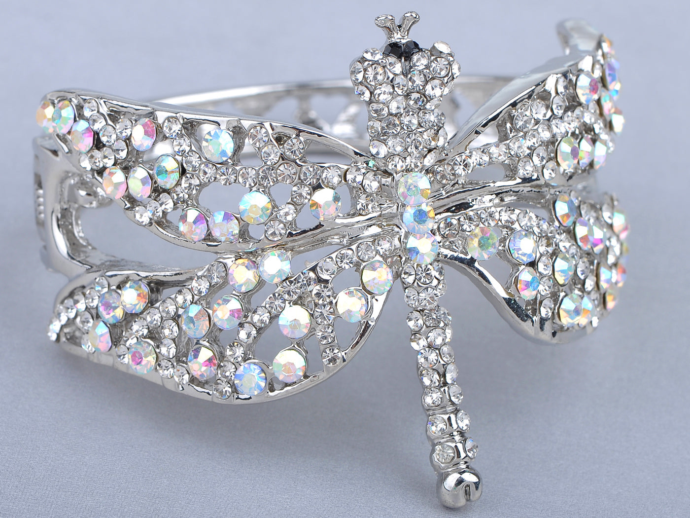 Dragonfly Heart Cutout Bangle Bracelet