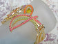 Exquisite Spring Easter Multi Colorful Pastel Beads Flower Leaf Big Bangle Bracelet