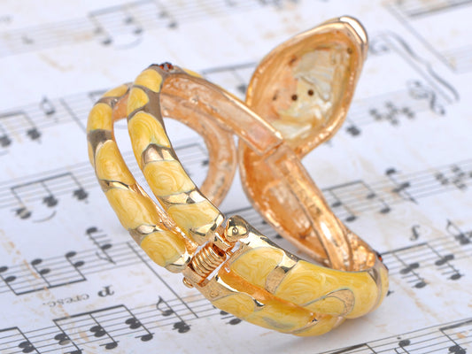 Yellow Smoked Abstract Spots Red Scales Topaz Coil Snake Bracelet