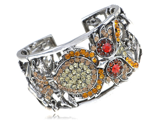 Topaz Mysterious Owl Red Eye Cuff Bangle