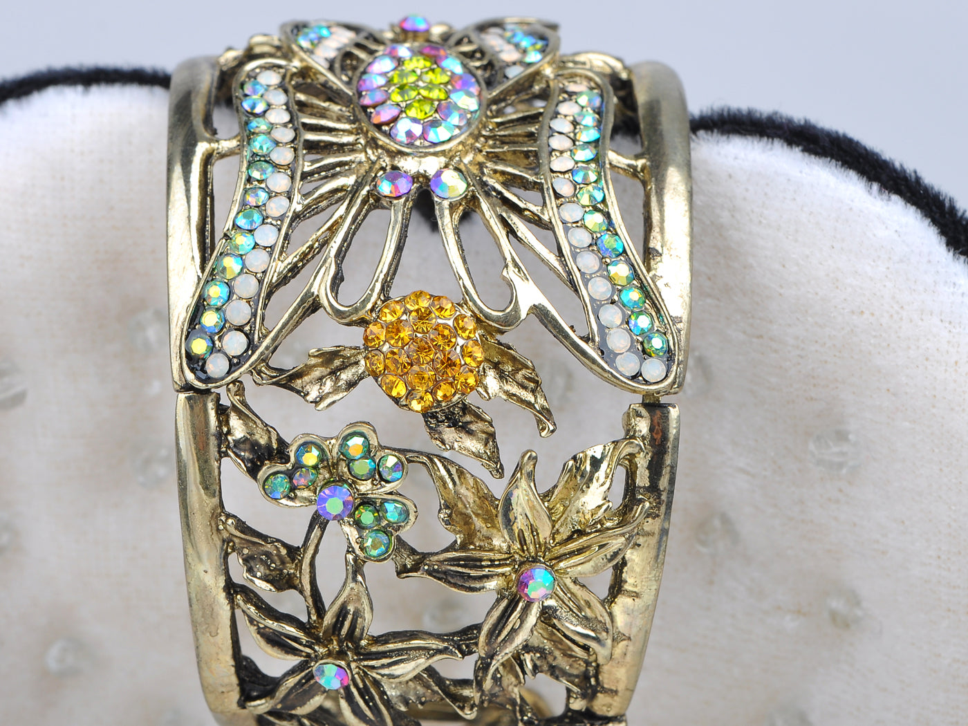 Multi Color Antique White Opal Peridot Topaz Butterfly Cuff