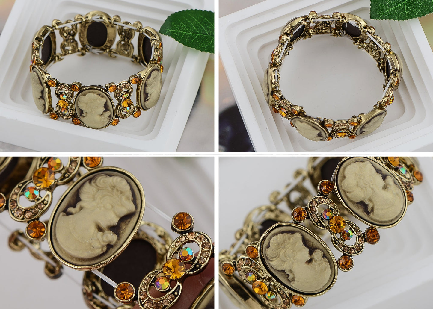 Antique Vintage Victorian Cameo Lady Maiden Bangle Bracelet