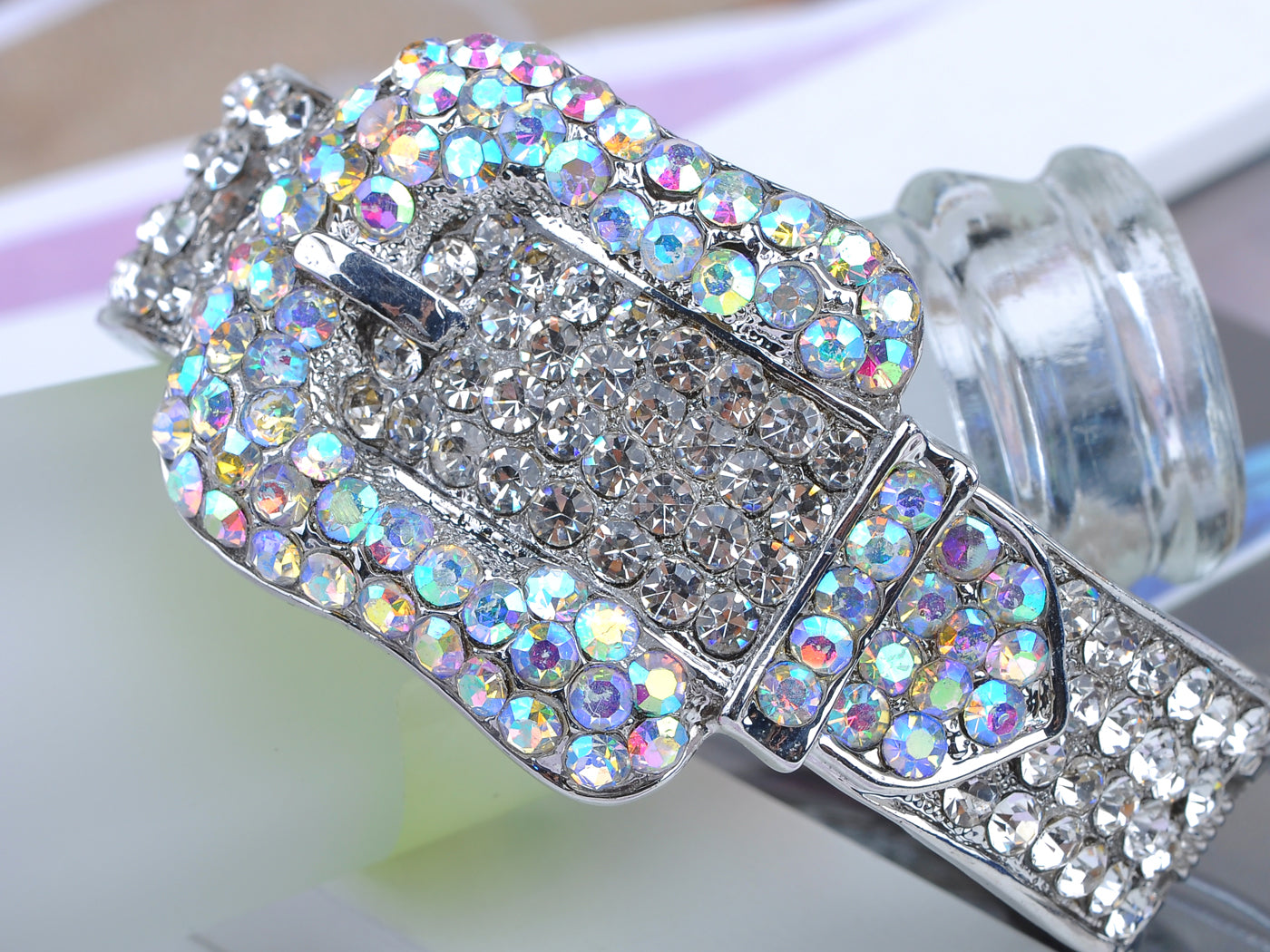 Iridescent Colored Belt Buckle Cuff Bracelet