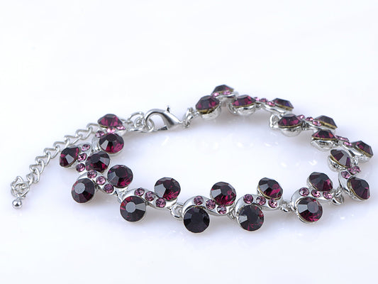 Silver Purple Flower Link Bracelet