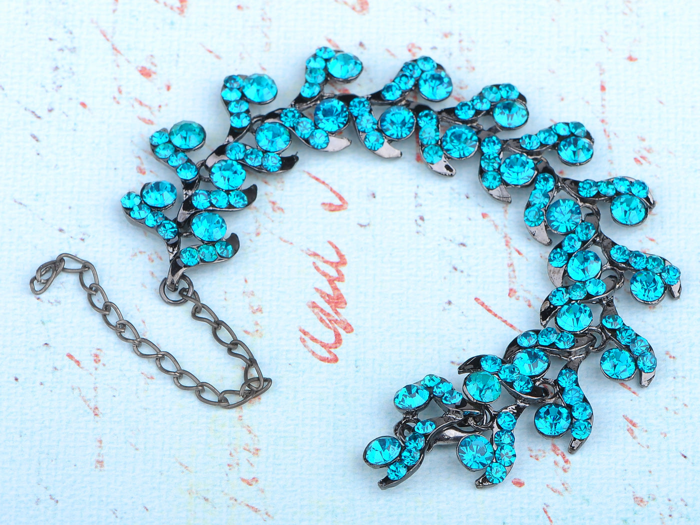 Gun Sapphire Twist Leaf Design Bracelet