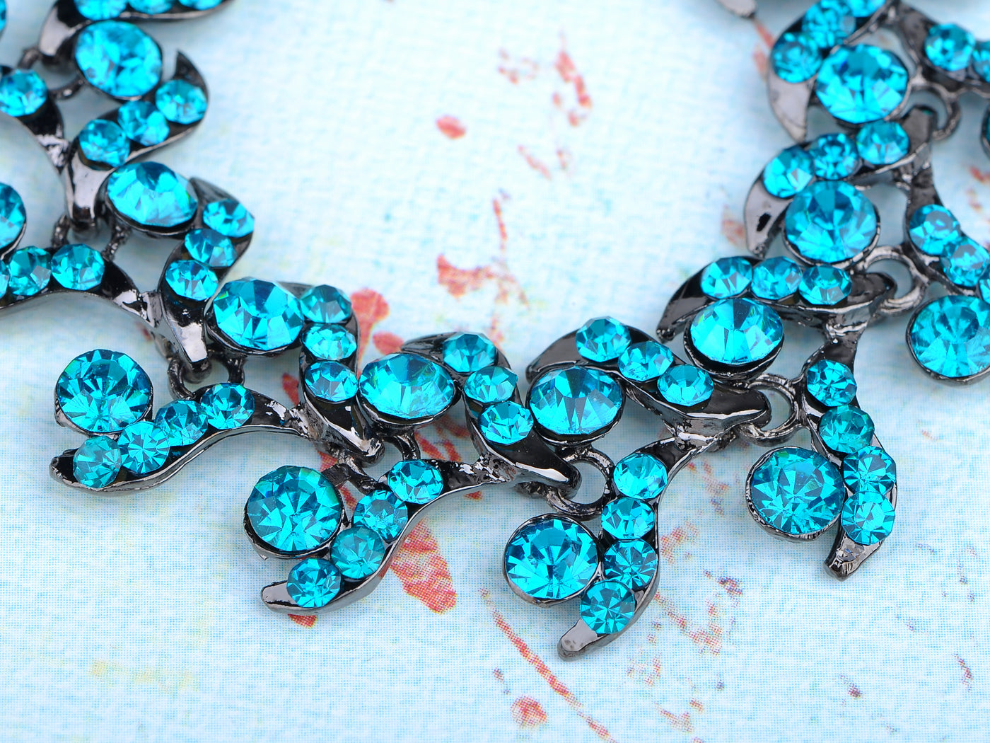 Gun Sapphire Twist Leaf Design Bracelet