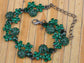 Woman Emerald Green Gem Flower Cluster Bracelet