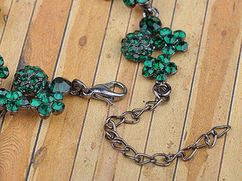 Woman Emerald Green Gem Flower Cluster Bracelet