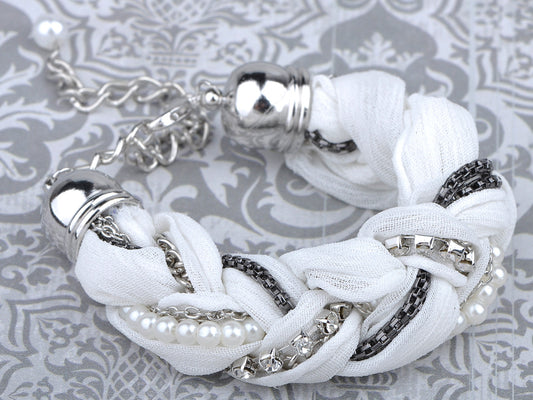 Twisting Cultured Pearl Braid Design Bracelet