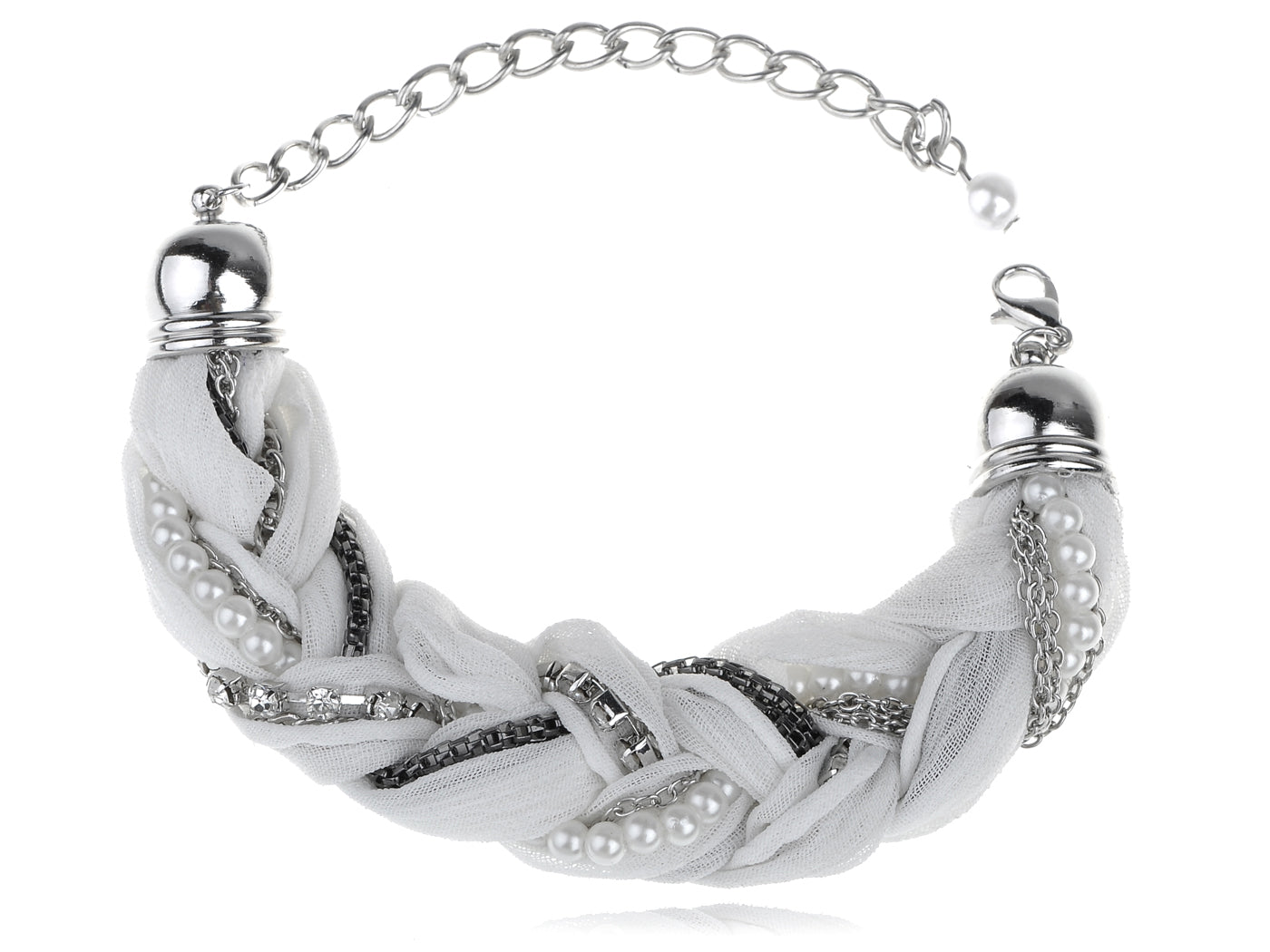 Twisting Cultured Pearl Braid Design Bracelet