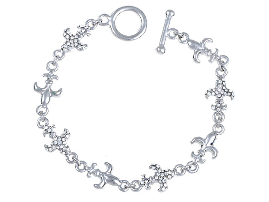 Dainty Princess Fleur De Lis Symbol Toggle Bracelet