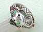 Multi Colored Colorful Elephant Filigree Bangle Bracelet Cuff