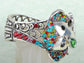 Multi Colored Colorful Elephant Filigree Bangle Bracelet Cuff