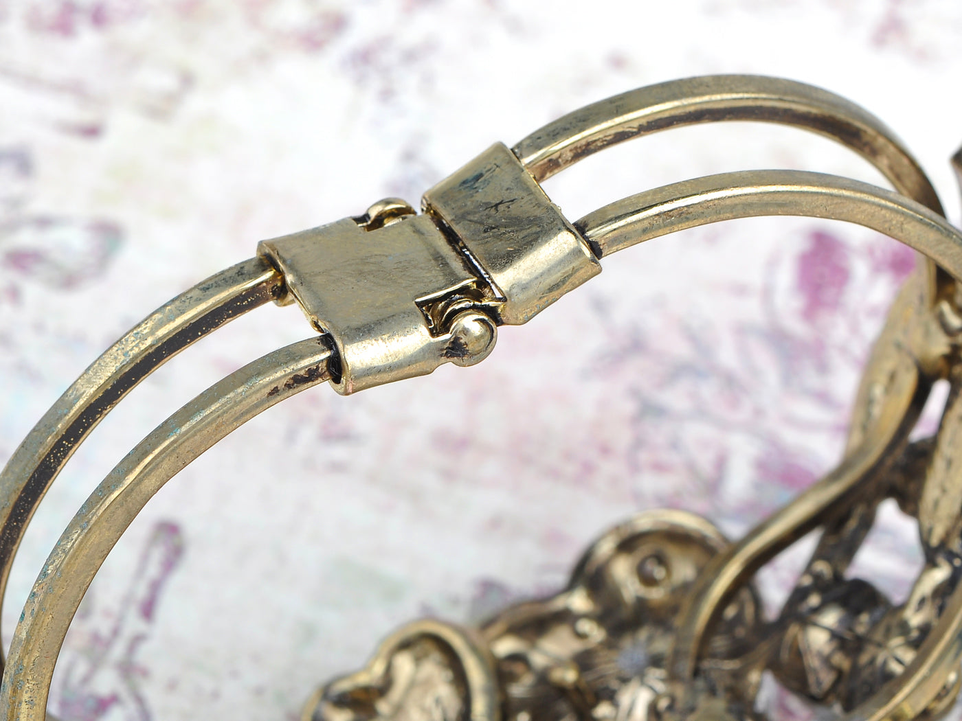 Topaz Heart Flower Dragonfly Bangle Bracelet