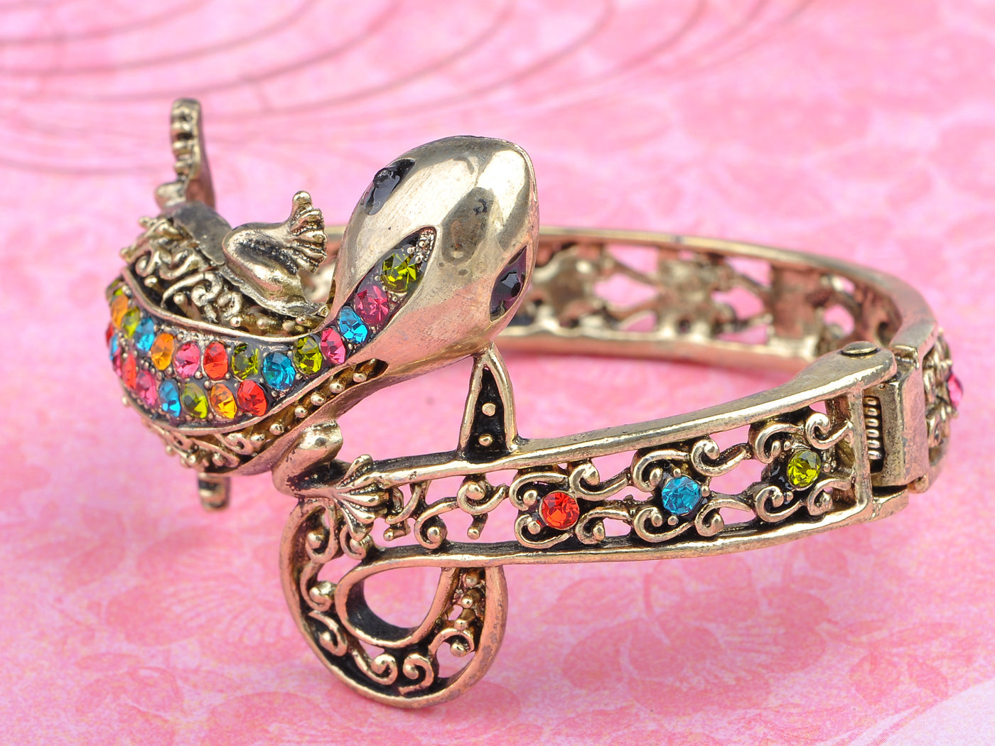 Multi Colored Lizard Gecko Salamander Bracelet Bangle Cuff