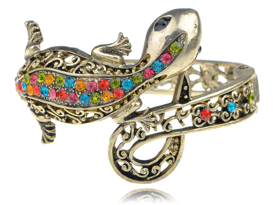 Multi Colored Lizard Gecko Salamander Bracelet Bangle Cuff