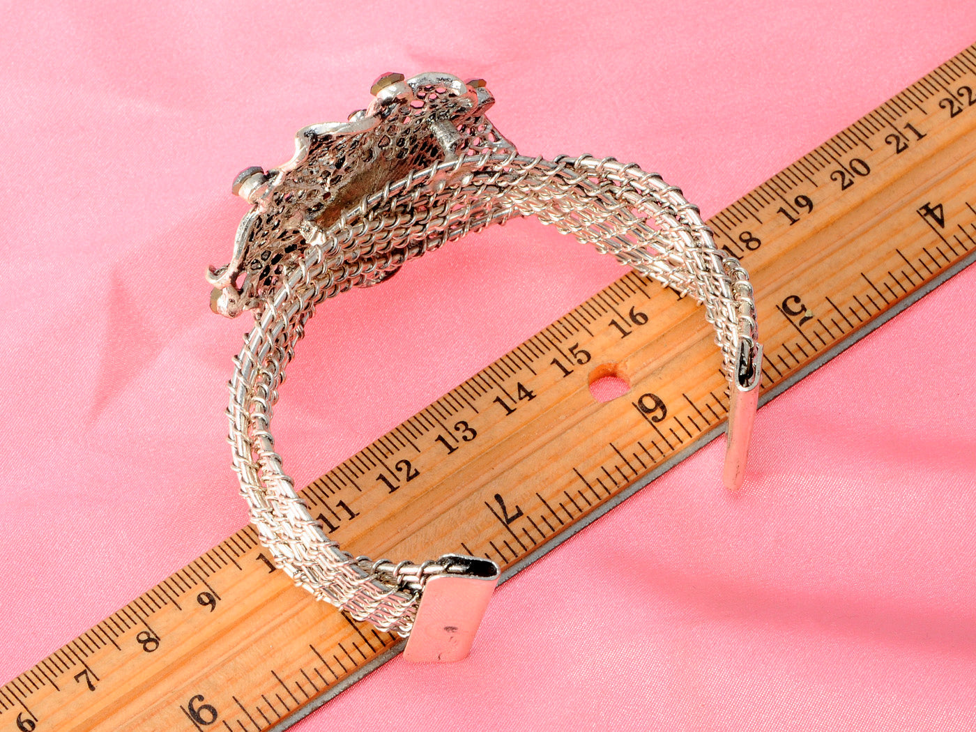 Silver Weave Braid Flower Bangle Cuff Bracelet