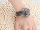 Silver Weave Braid Flower Bangle Cuff Bracelet