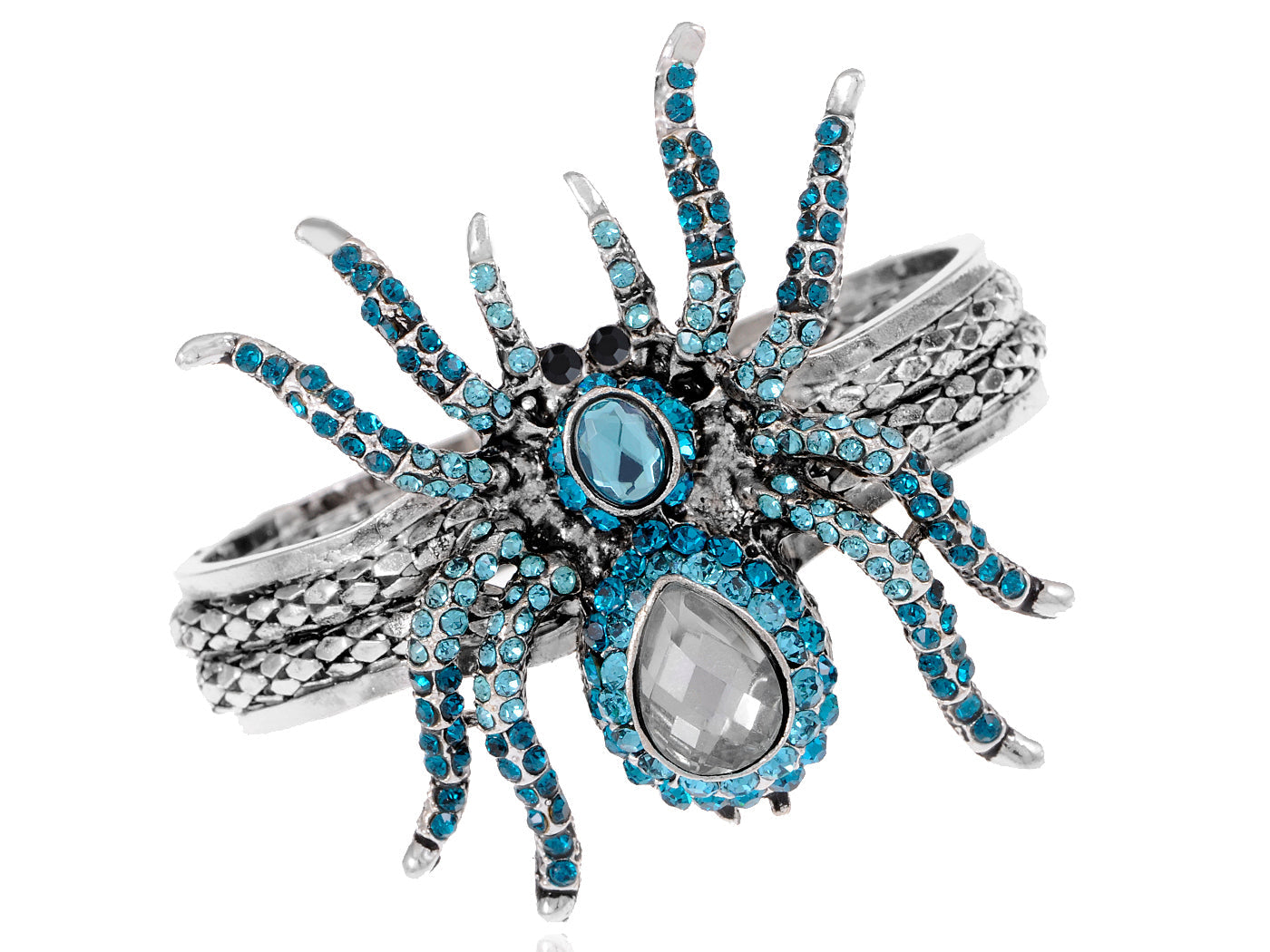 Spider Bangle Bracelet With Double Rhinestones