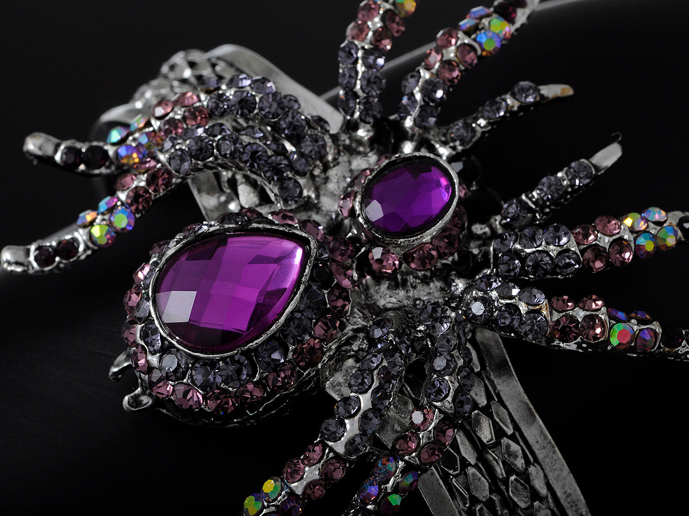 Spider Bangle Bracelet With Double Rhinestones