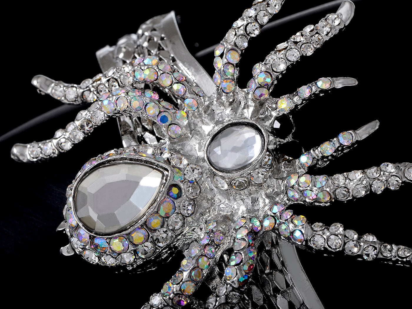 Spider Bangle Bracelet With Double Rhinestones