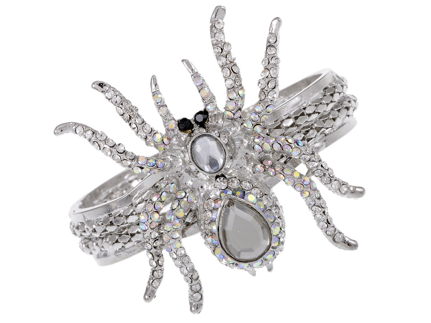 Spider Bangle Bracelet With Double Rhinestones