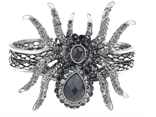 Spider Bangle Bracelet With Double Rhinestones