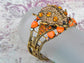 Antique Topaz Colored Orange Ladybug Insect Cuff Bracelet