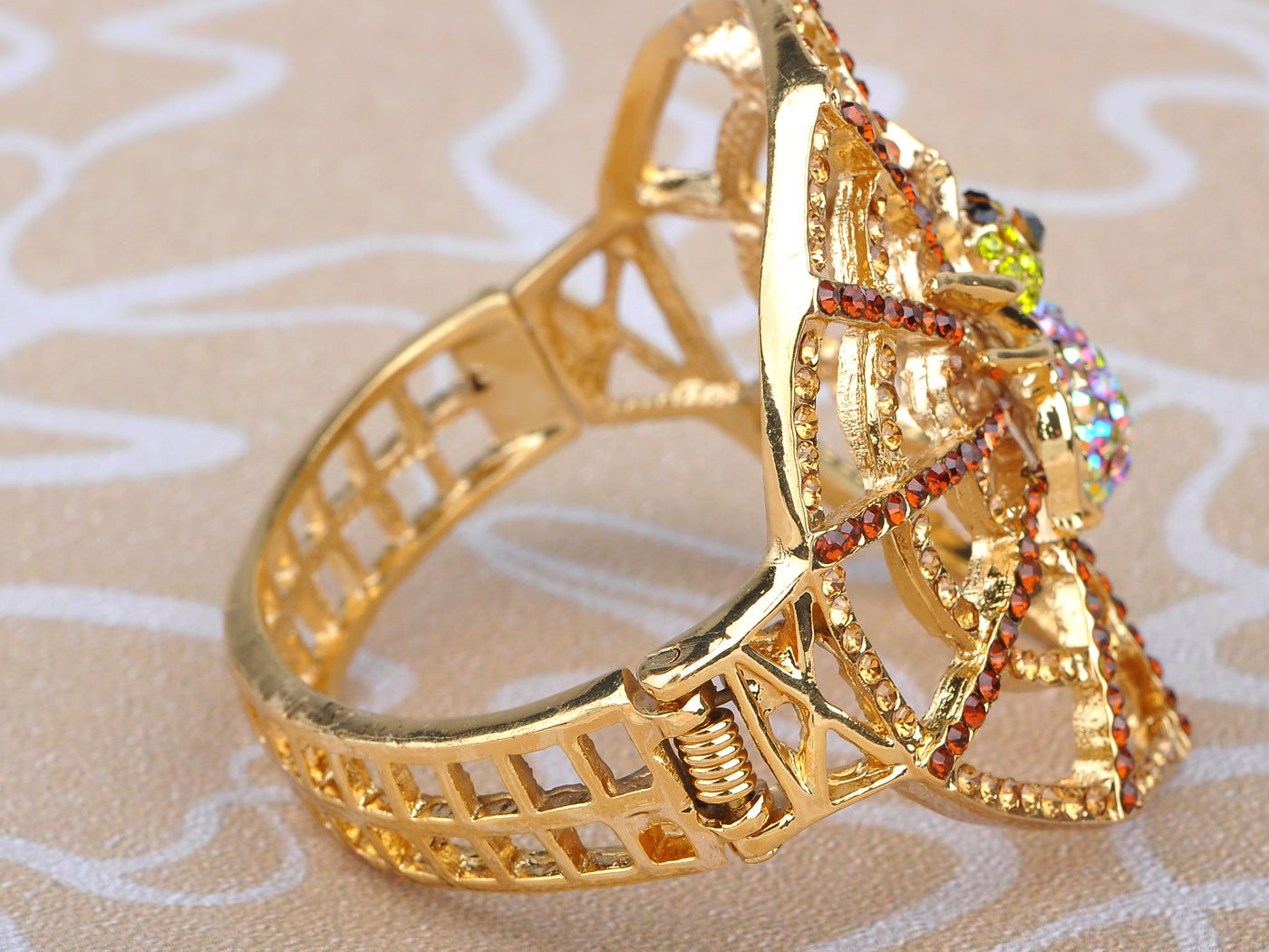 Creepy Halloween Topaz Aurora Spider Web Bracelet Bangle Cuff