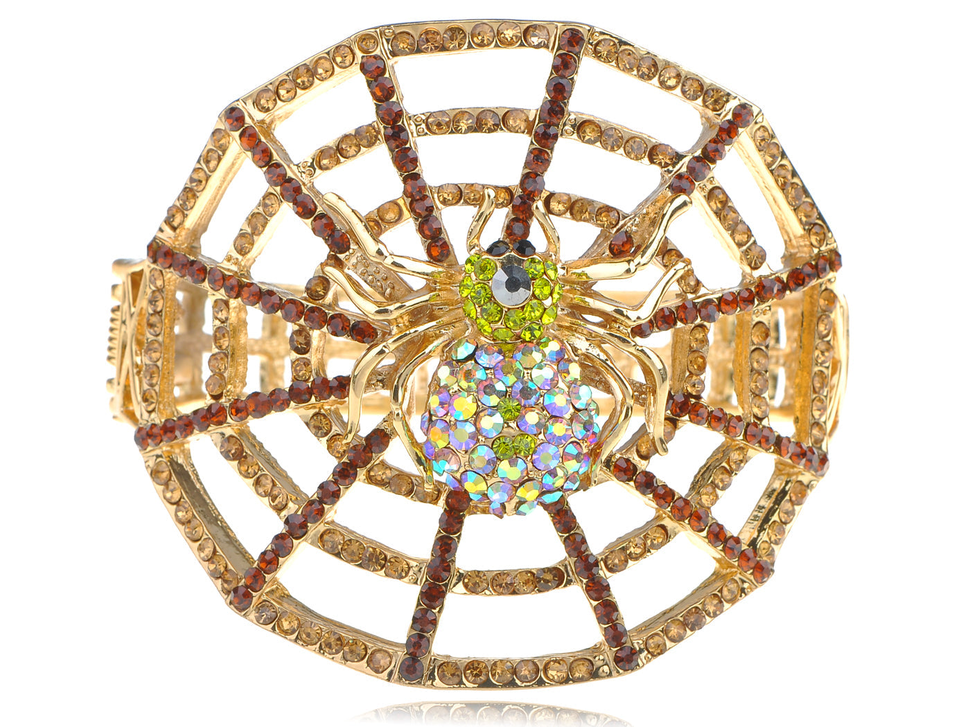 Creepy Halloween Topaz Aurora Spider Web Bracelet Bangle Cuff