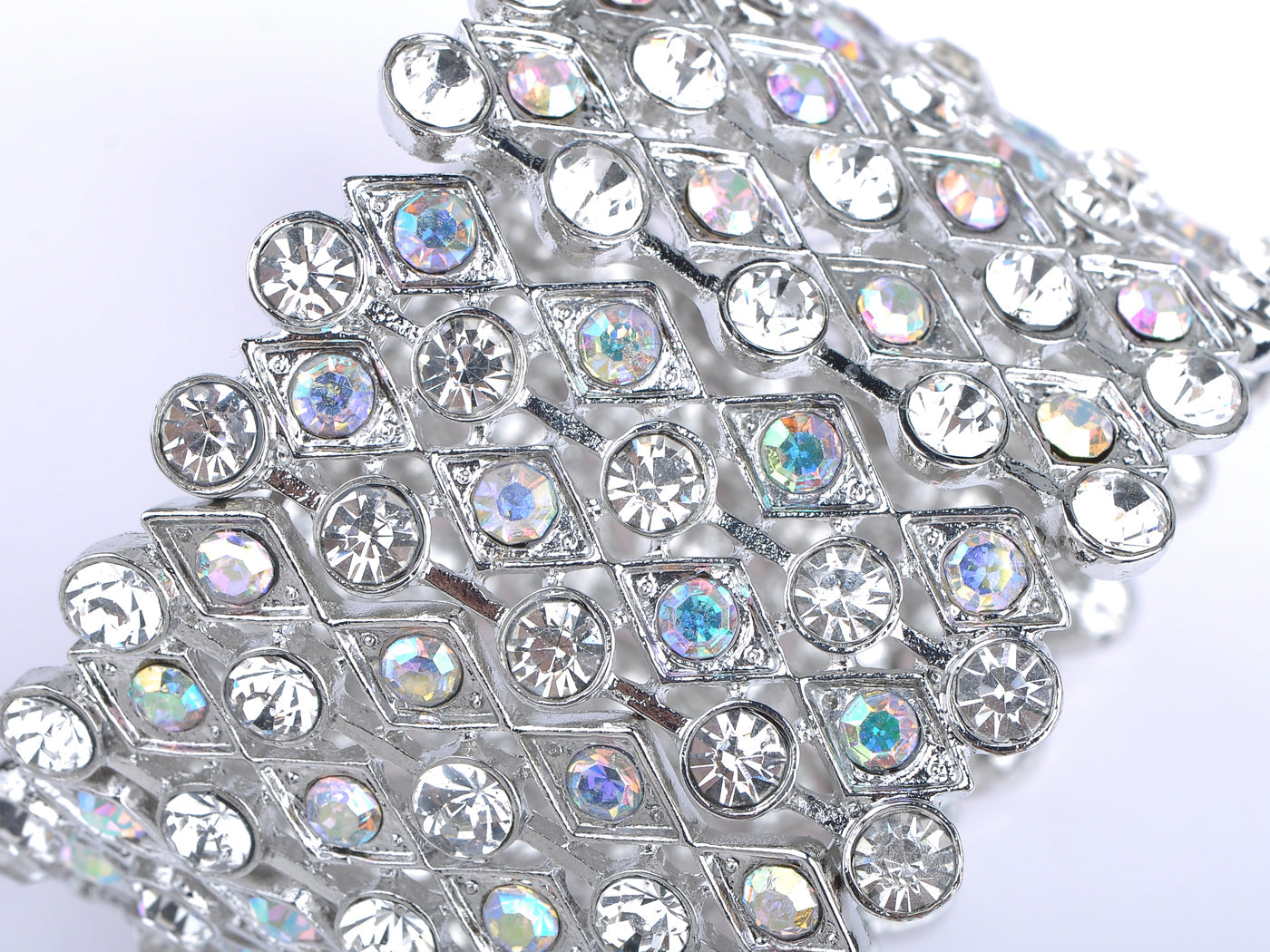 Iridescent Peridot Green Colored Cuff Wrap Bracelet