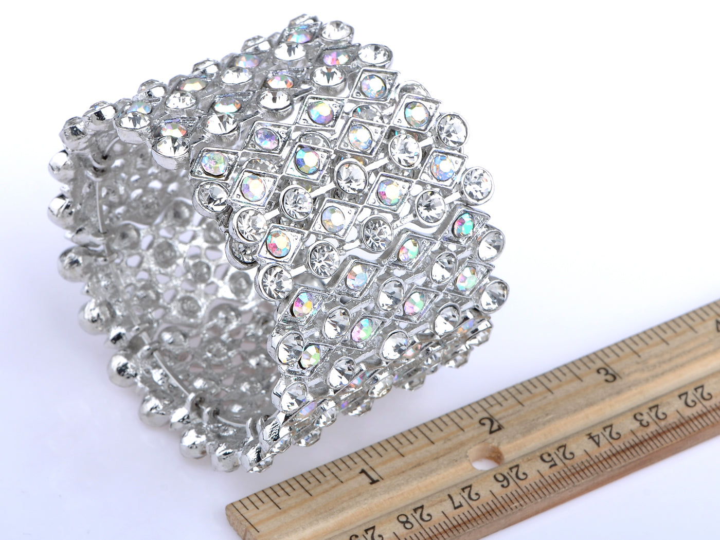 Iridescent Peridot Green Colored Cuff Wrap Bracelet