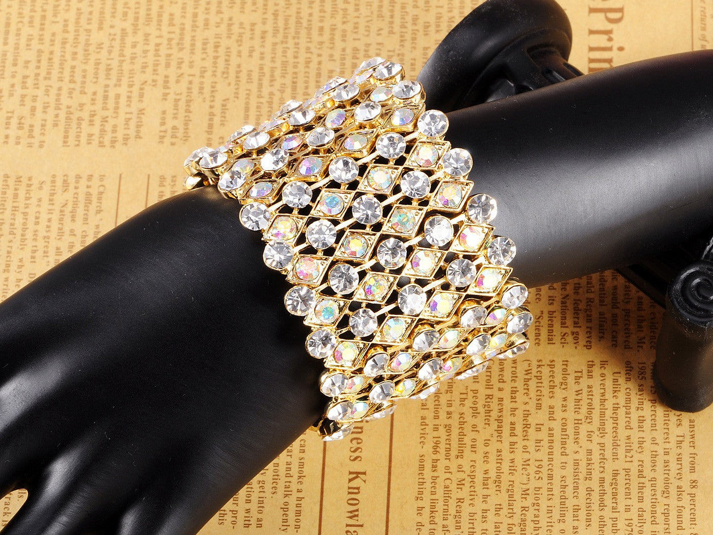 Iridescent Peridot Green Colored Cuff Wrap Bracelet