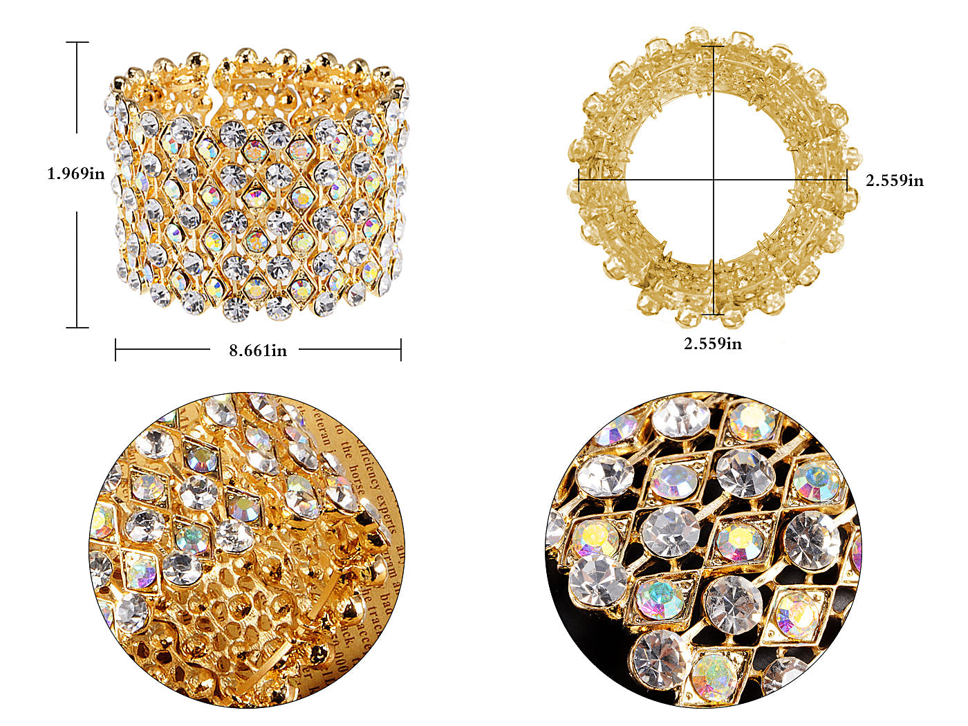 Iridescent Peridot Green Colored Cuff Wrap Bracelet