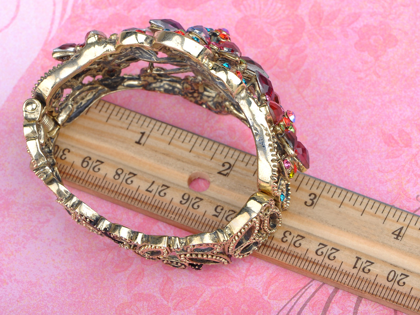 Rainbow Colorful Jewel Gem Flower Star Bracelet Bangle Cuff