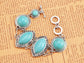 Antique Turquoise Colored Ss Contemporary Toggle Bracelet