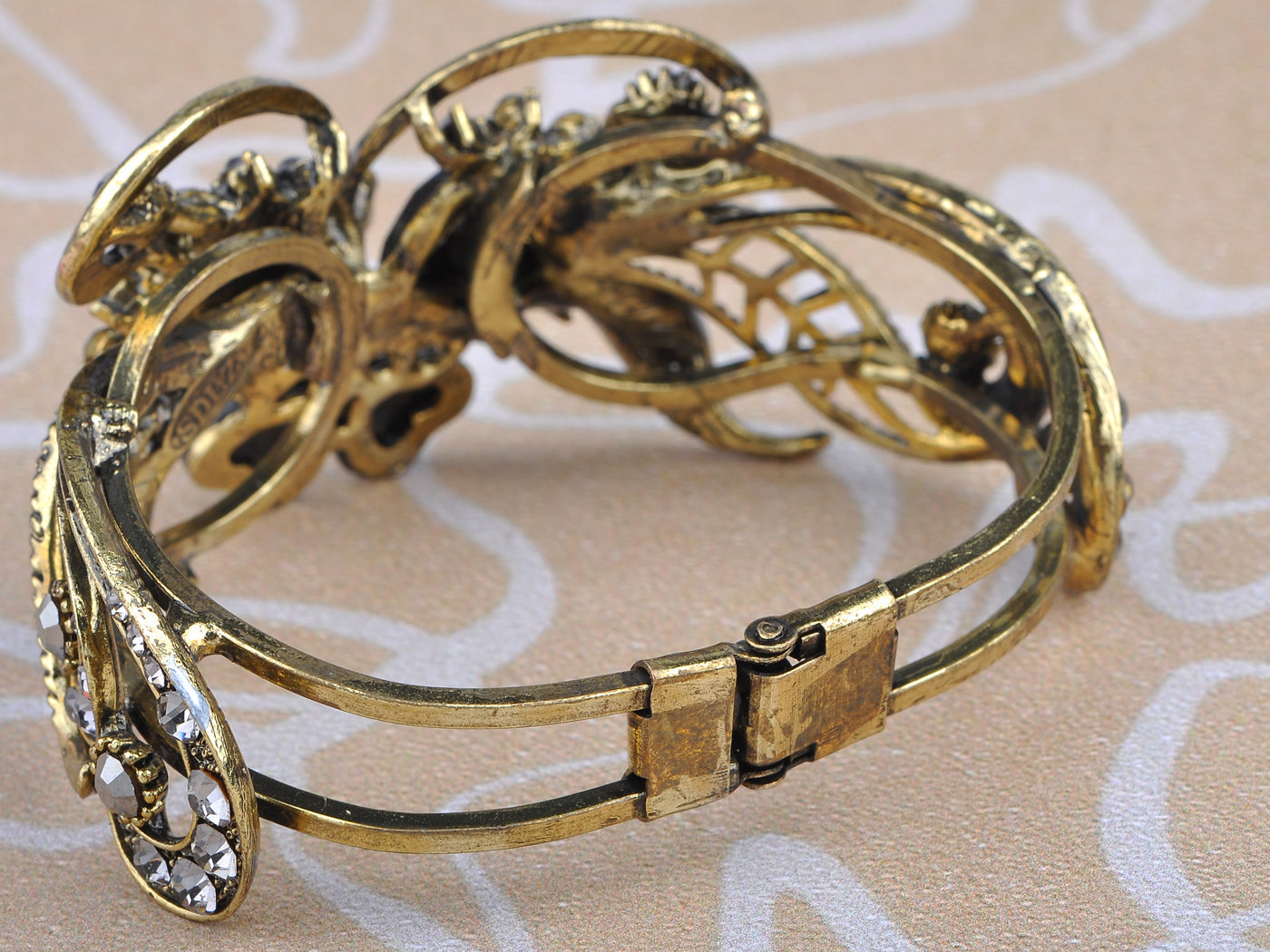 Grey Heart Bead Love Butterfly Cuff Bracelet Bangle