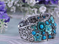 Sapphire Painted Flower Teal Teardrop Cuff Bangle Bracelet