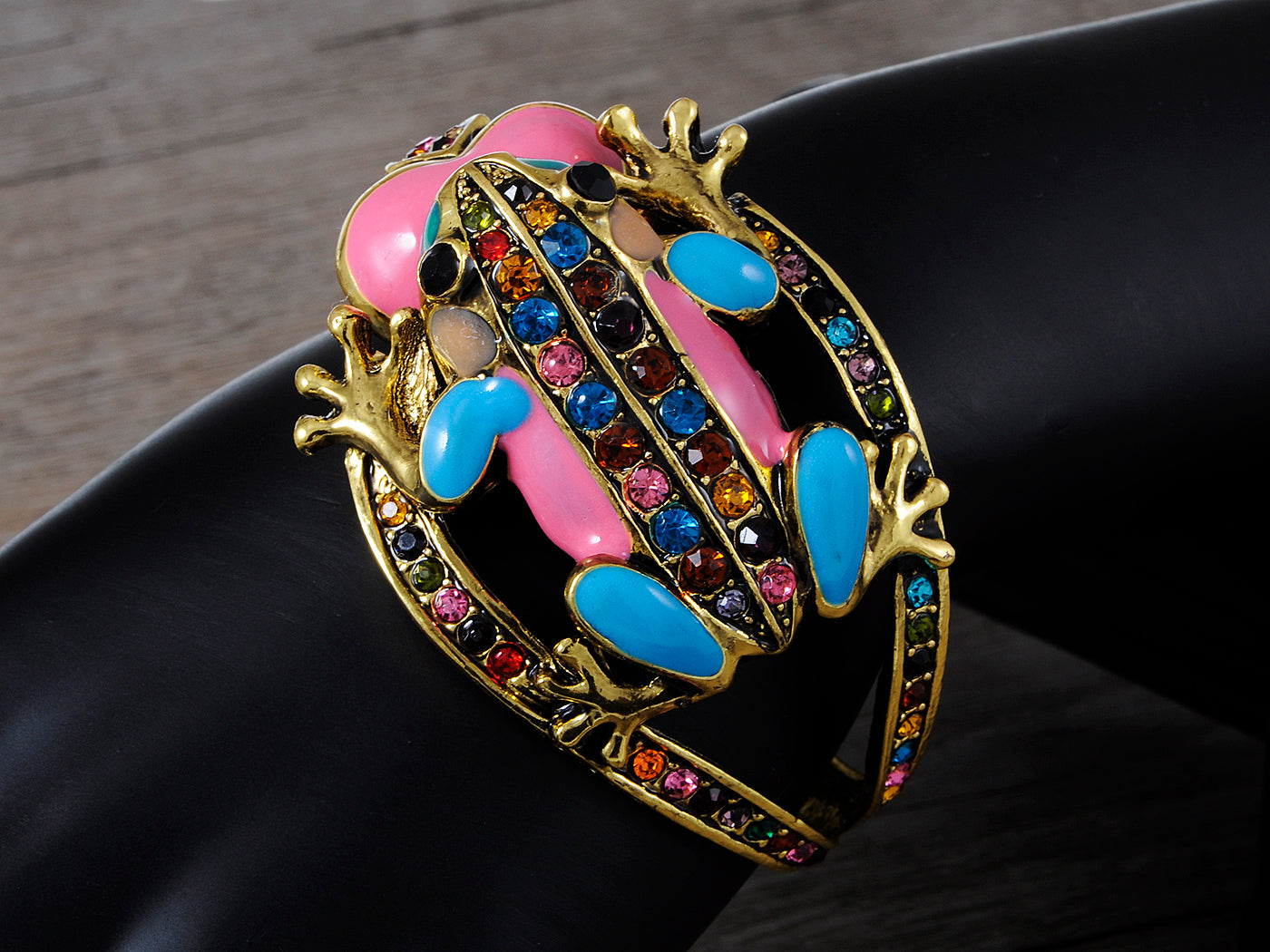Multicolored Pastel Spring Frog Bangle Bracelet