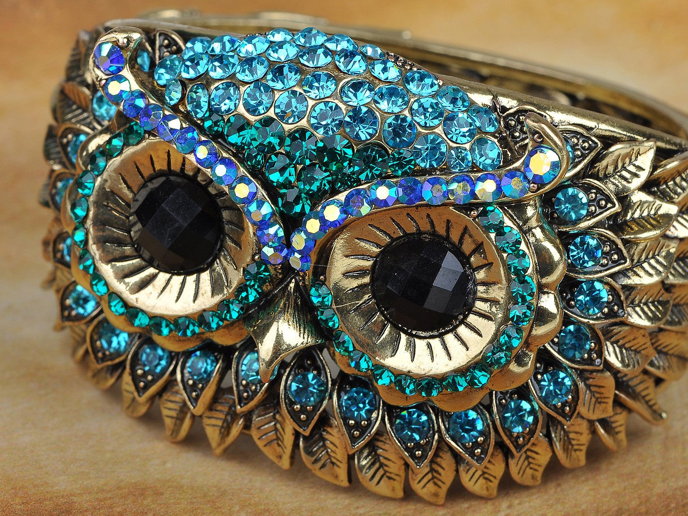 Antique Owl Bird Cuff Bangle Bracelet