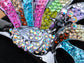 Colorful Multicolored Ab Teardrop Pave Peacock Bird Bracelet Cuff