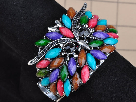 Old Owl Bird Face Colorful Bead Bracelet Bangle