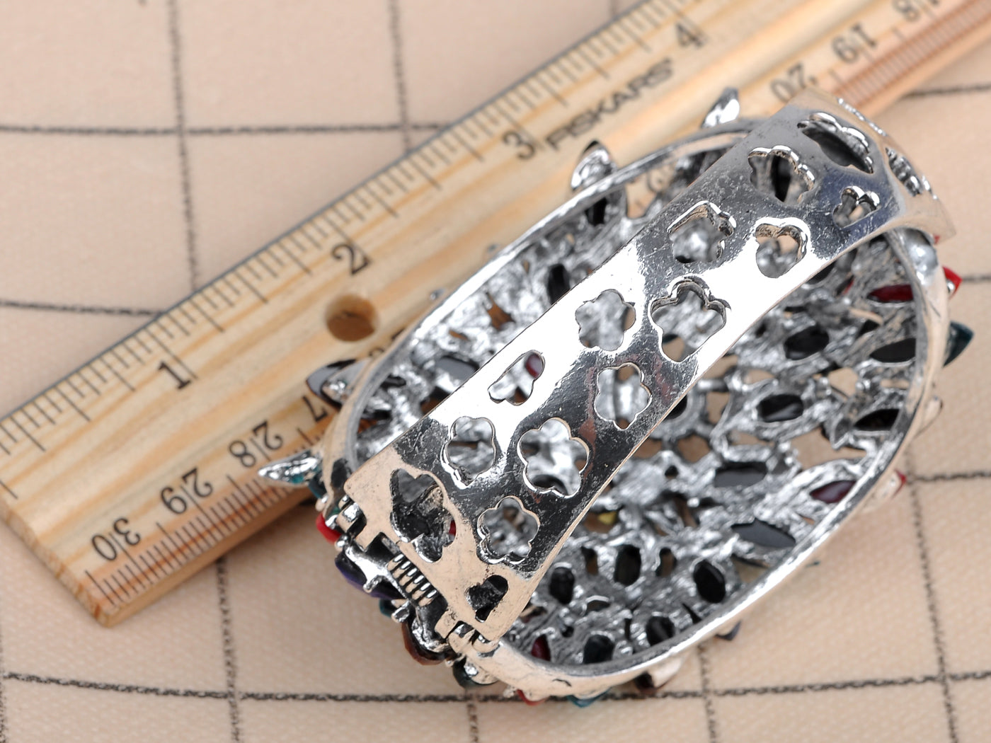 Old Owl Bird Face Colorful Bead Bracelet Bangle