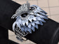 Ombre Grey Wise Owl Bird Face Head Bangle Bracelet