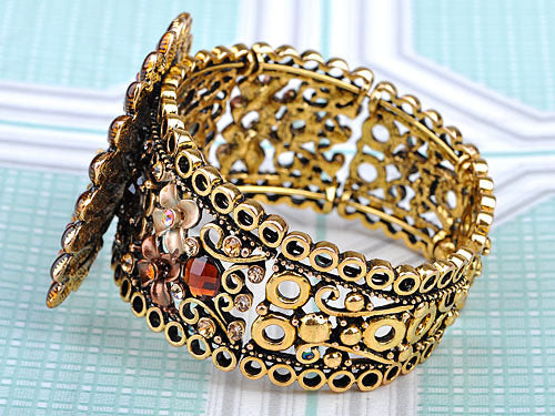 Exotic Multicolor Peacock Bird Bangle Bracelet Cuff