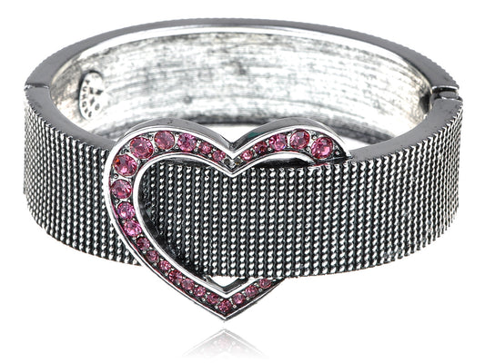 Dark Pink Heart Belt Buckle Bracelet