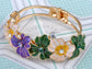 Multicolor Abstract Butterfly Insect Flower Garden Bangle Cuff Bracelet