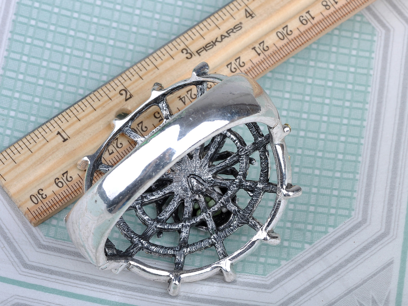 Creepy Halloween Topaz Aurora Spider Web Bracelet Bangle Cuff